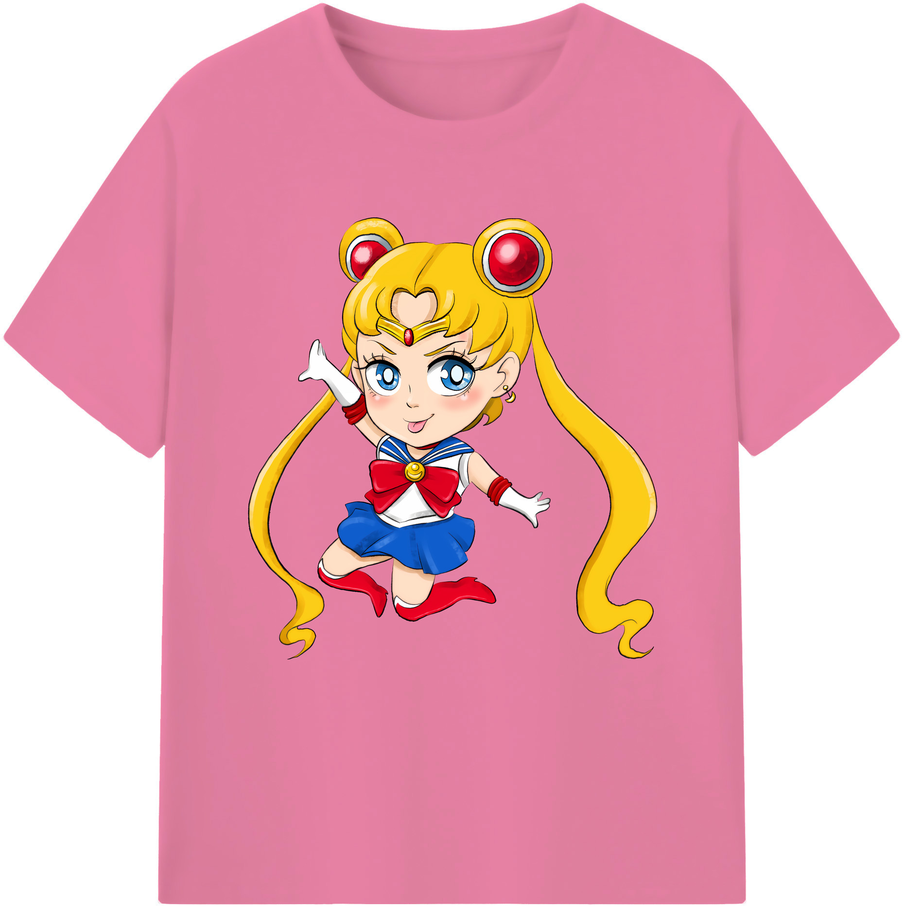 （画像用） 美少女戦士セーラームーン 月野 うさぎ つきの うさぎ Sailor Moon Tsukino Usagi 綿100％半袖Tシャツ（フロントプリント）